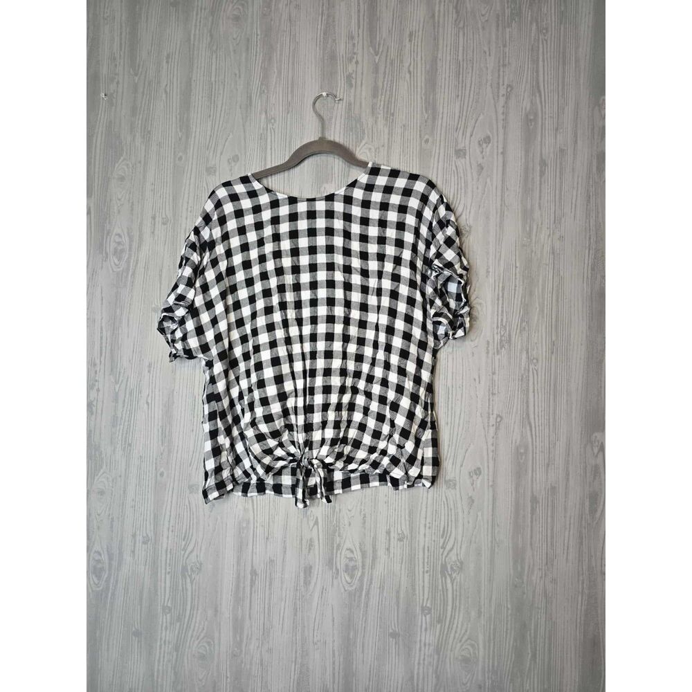 Madewell Black White Gingham Check Button Back Tie Front Blouse XL – Cottagecore